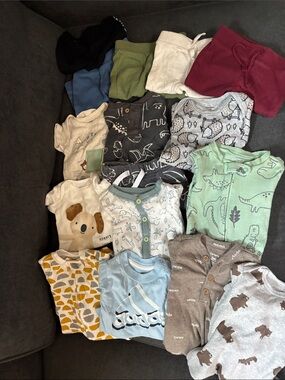 0-3 months Baby Mixed Onesie Bundle - Multicolor (Green, Gray, Blue, Cream)